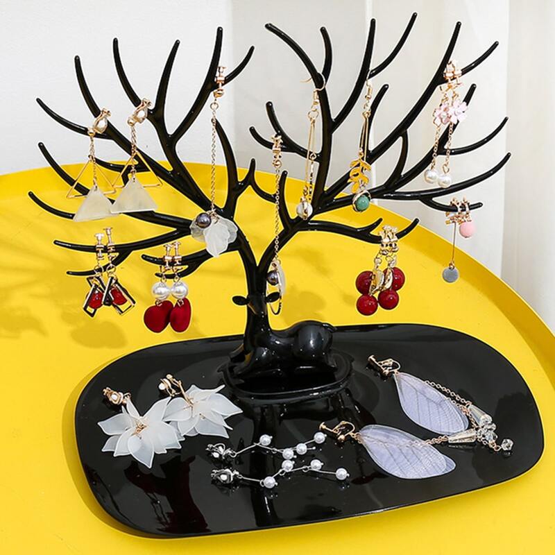 

1pc Deer Design Jewelry Storage Rack, Black and white