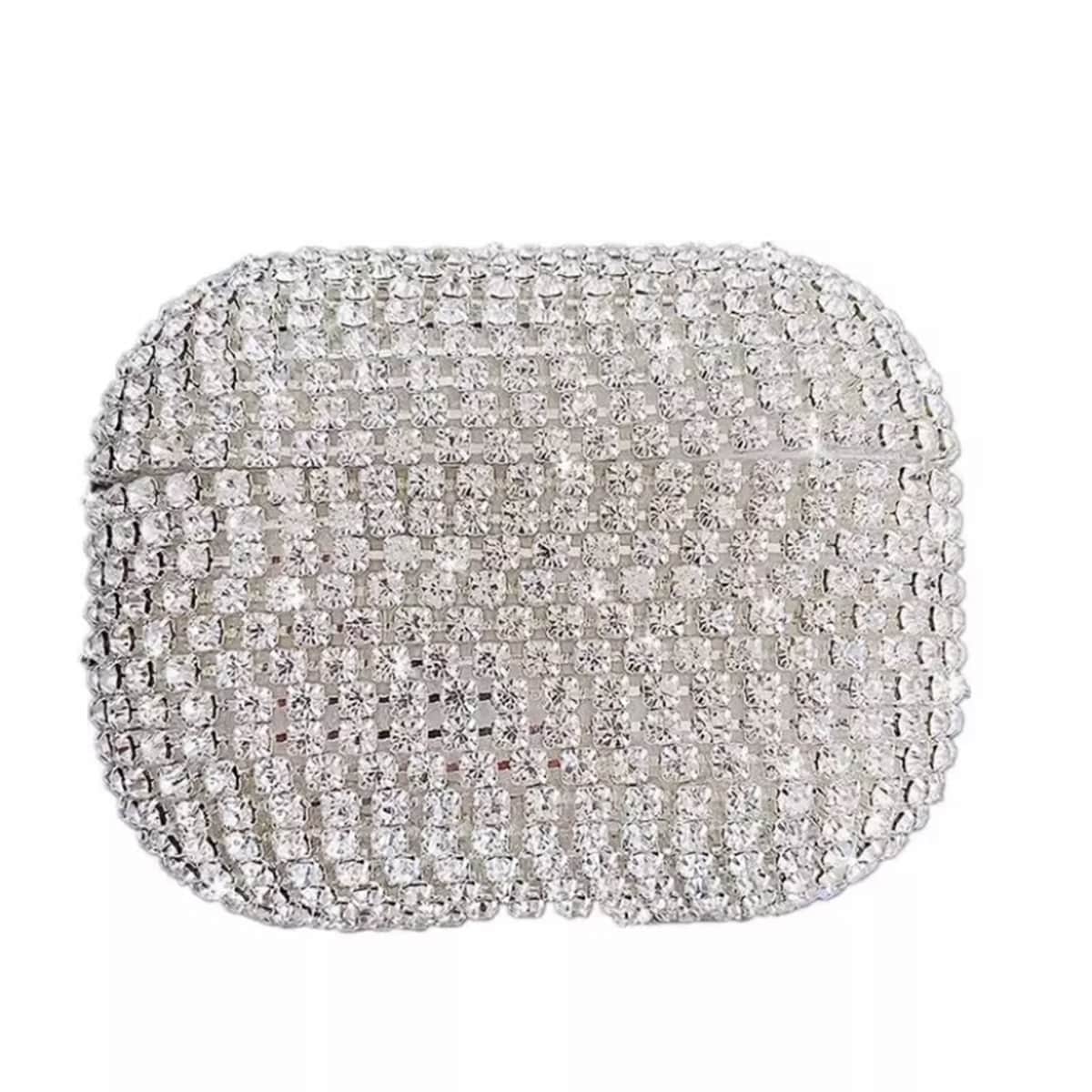 

Rhinestone Decor AirPods Case, Silver
