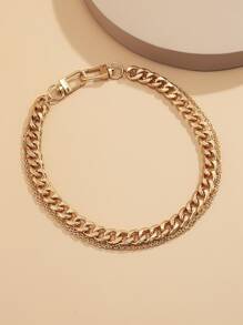 Layered Chain Necklace - Yellow Gold - View 2