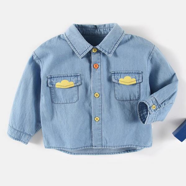 

Baby Boy Slogan Graphic Denim Jacket, Medium wash
