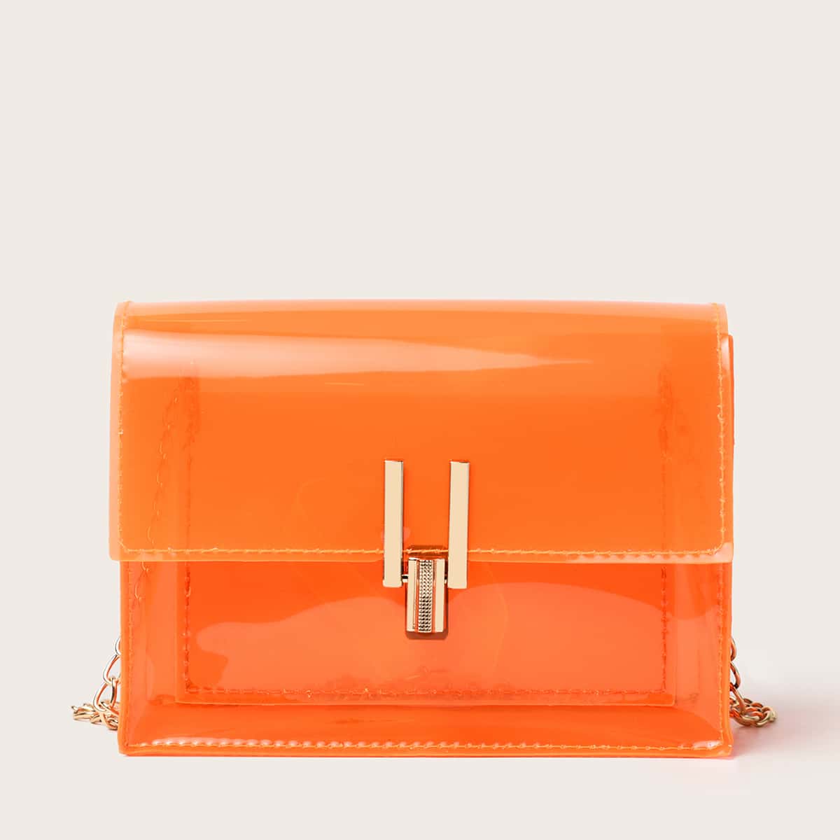 

Clear Chain Crossbody Bag, Orange