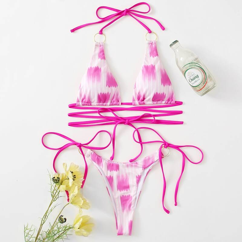 

Tie Dye Ring Decor Bikini Swimsuit, Multicolor