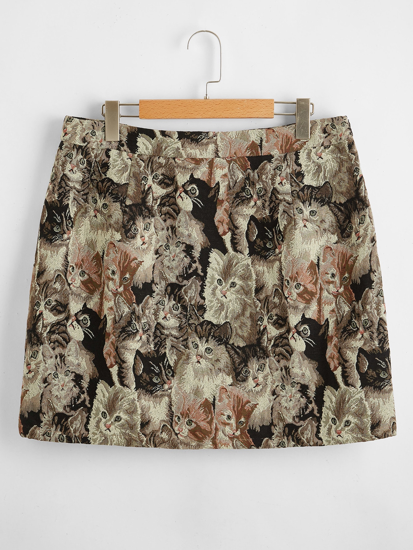 Plus Cat Pattern Straight Skirt thumbnail
