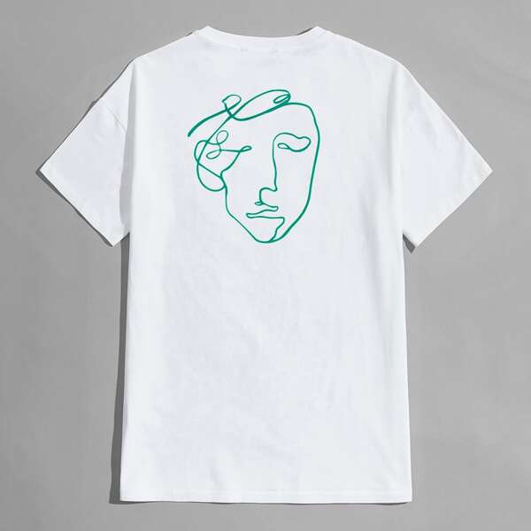 

Men Figure Graphic Drop Shoulder Tee, White