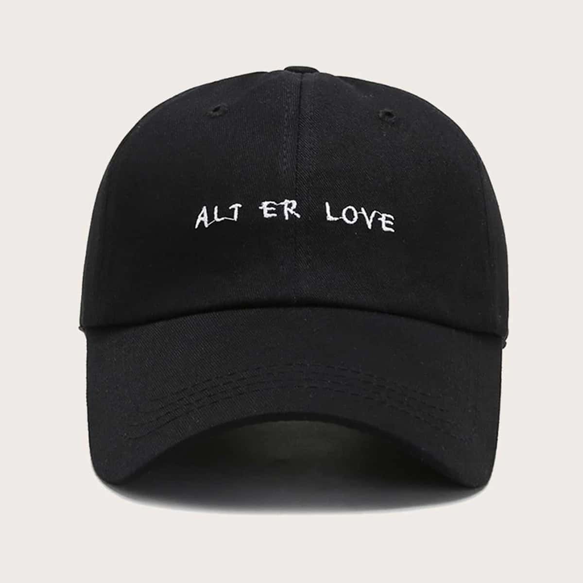

Letter Embroidery Baseball Cap, Black