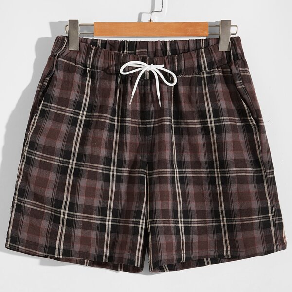 

Men Plaid Drawstring Waist Sleep Shorts, Multicolor