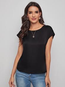 SHEIN Clasi Cut Out Twist Back Top - Black - View 2