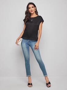 SHEIN Clasi Cut Out Twist Back Top - Black - View 3