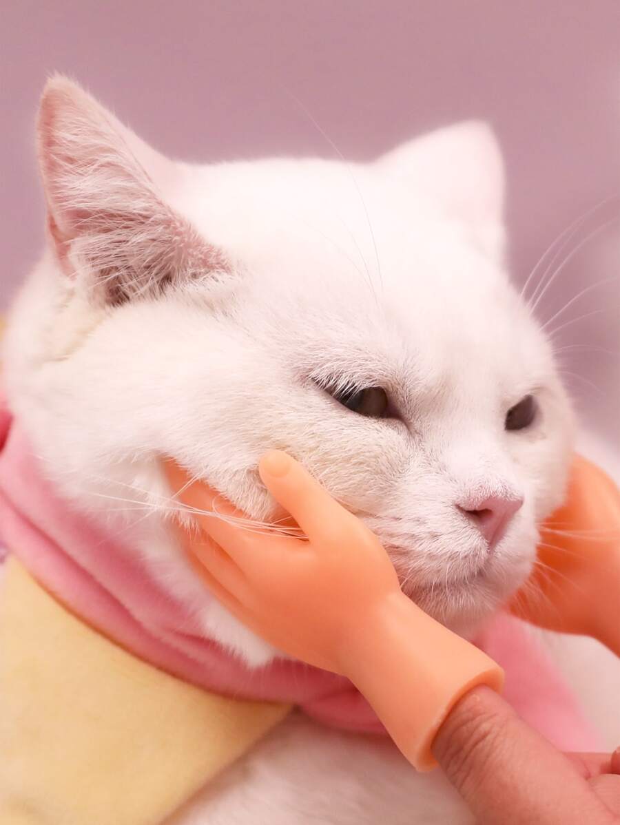 2 Piezas Dedales Con Diseño De Manos Para Juguete Interactivo Con Gato - Amarillo - Ver 1