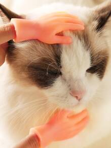 2 Piezas Dedales Con Diseño De Manos Para Juguete Interactivo Con Gato - Amarillo - Ver 6