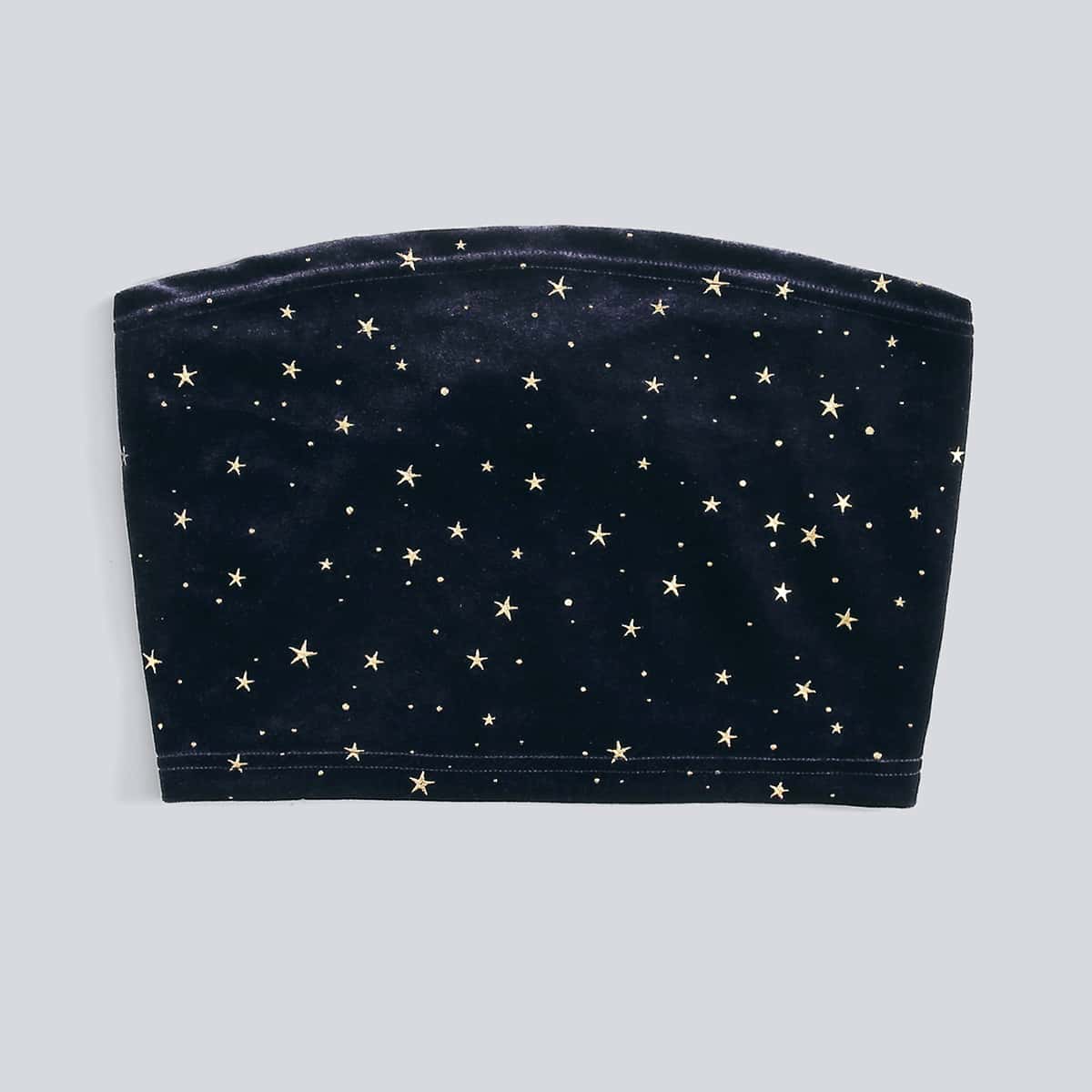 

Velvet Galaxy Crop Tube Top, Navy blue