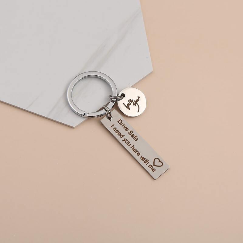 

1pc Slogan Bar Keychain, Silver