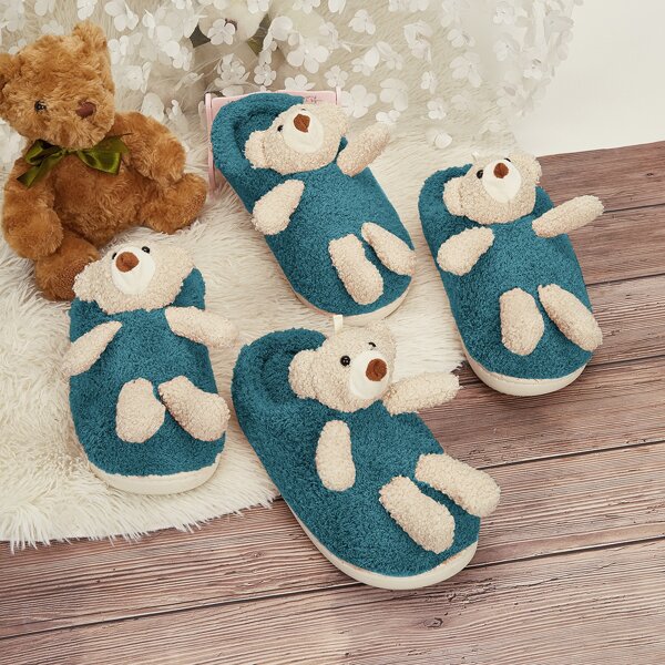 

Cartoon Bear Decor Slippers, Blue