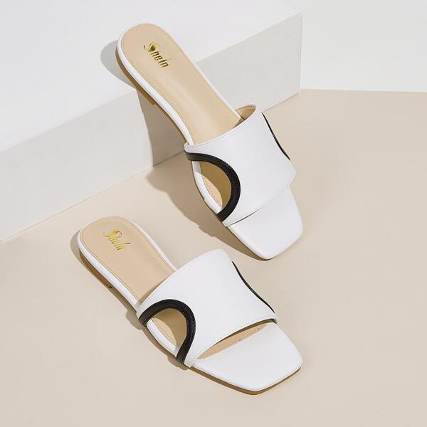 

Open Toe Cut-out Slide Sandals, White