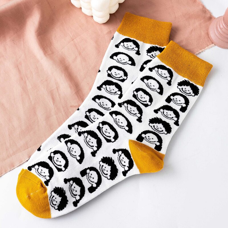 

1pair Cartoon Figure Crew Socks, Multicolor