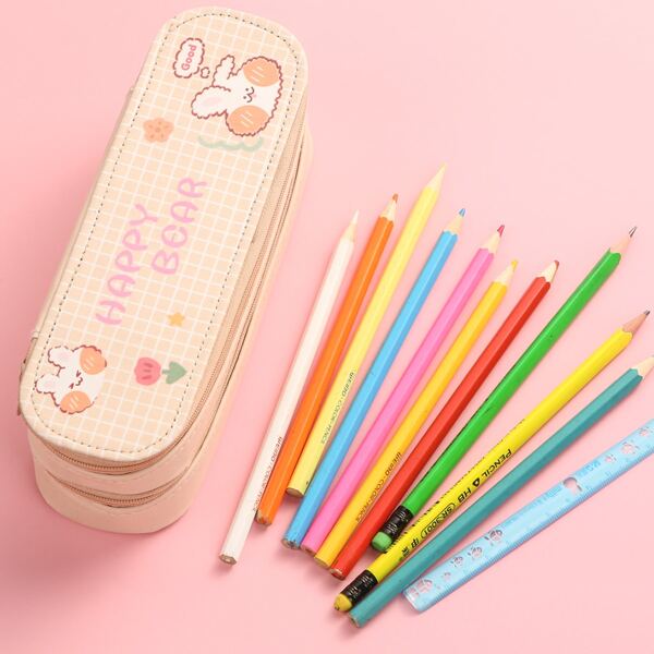

1pc Cartoon Graphic Pencil Bag, Multicolor
