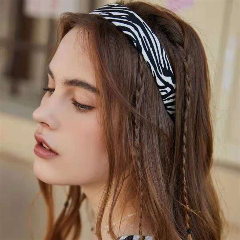 

1pc Zebra Striped Hair Hoop, Black and white