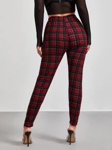 SHEIN Essnce High Waist Plaid Leggings - Multicolor - View 2