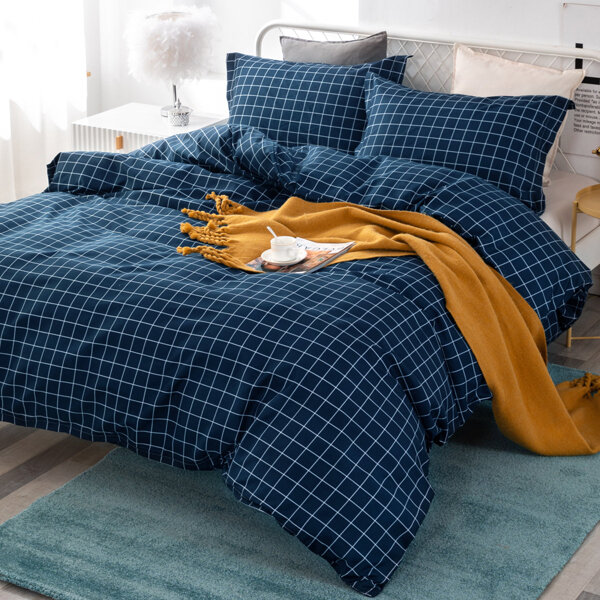 

Plaid Pattern Bedding Set Without Filler, Blue