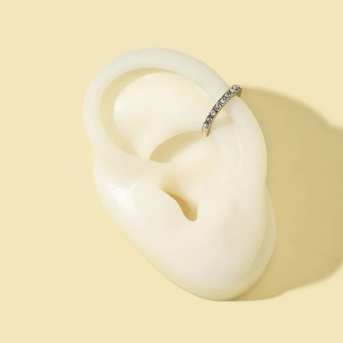 

1pc Rhinestone Ear Cuff, Silver