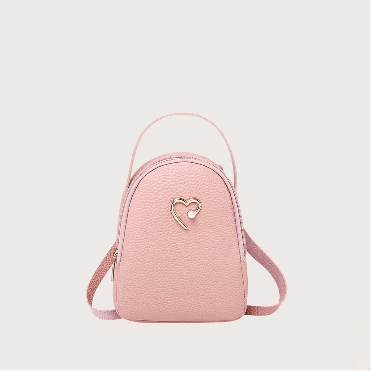 

Heart Decor Backpack, Pink