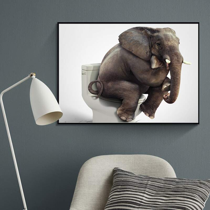 

Elephant Print Wall Painting Without Frame, Multicolor