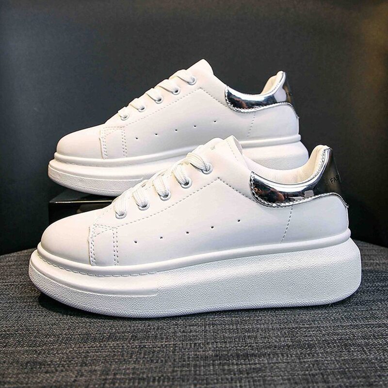 

Lace-up Front Platform Skate Shoes, Silver