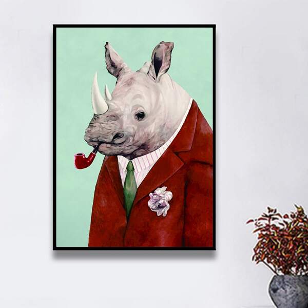 

Rhinoceros Print DIY Diamond Painting Without Frame, Multicolor