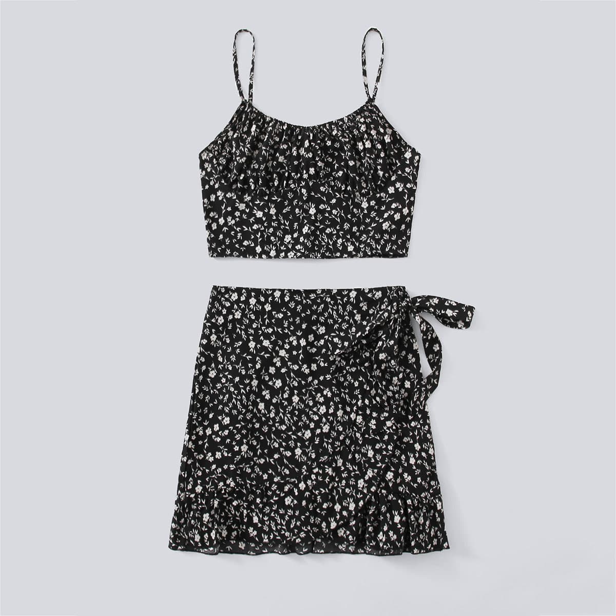 

Ditsy Flower Cami & Skirt, Black
