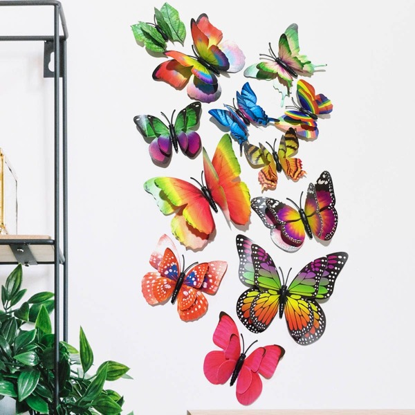 

12pcs 3D Butterfly Wall Sticker, Multicolor