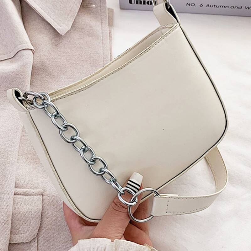 

Solid Baguette Bag, White