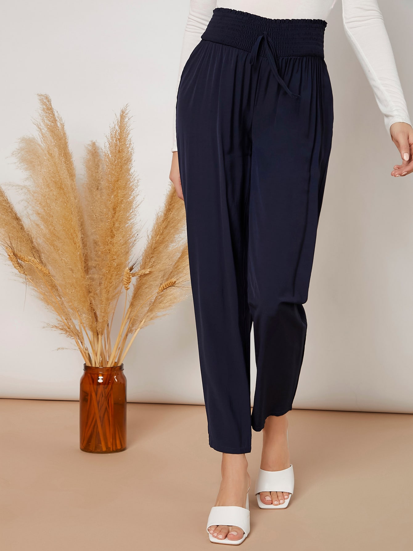 Maternity Shirred Waist Solid Pants thumbnail