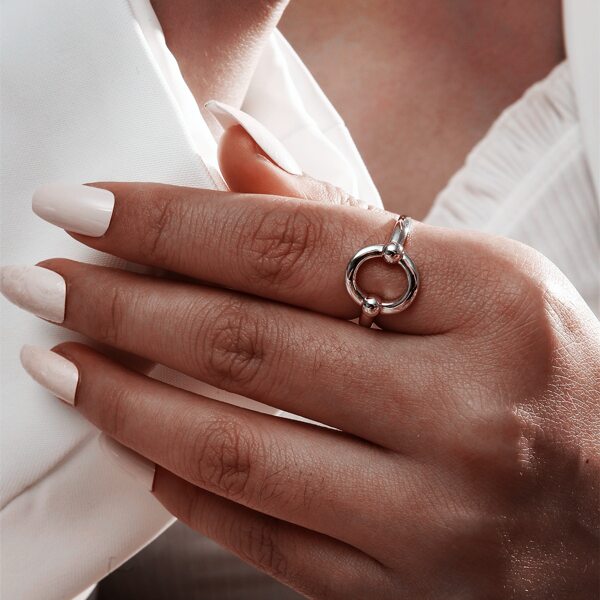 

Geometric Design Cuff Ring, Silver