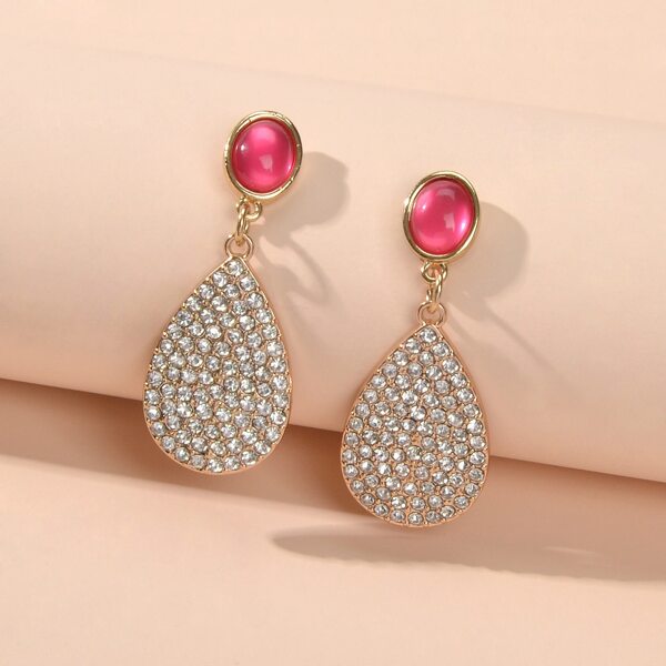 

Rhinestone Decor Water Drop Earrings, Multicolor