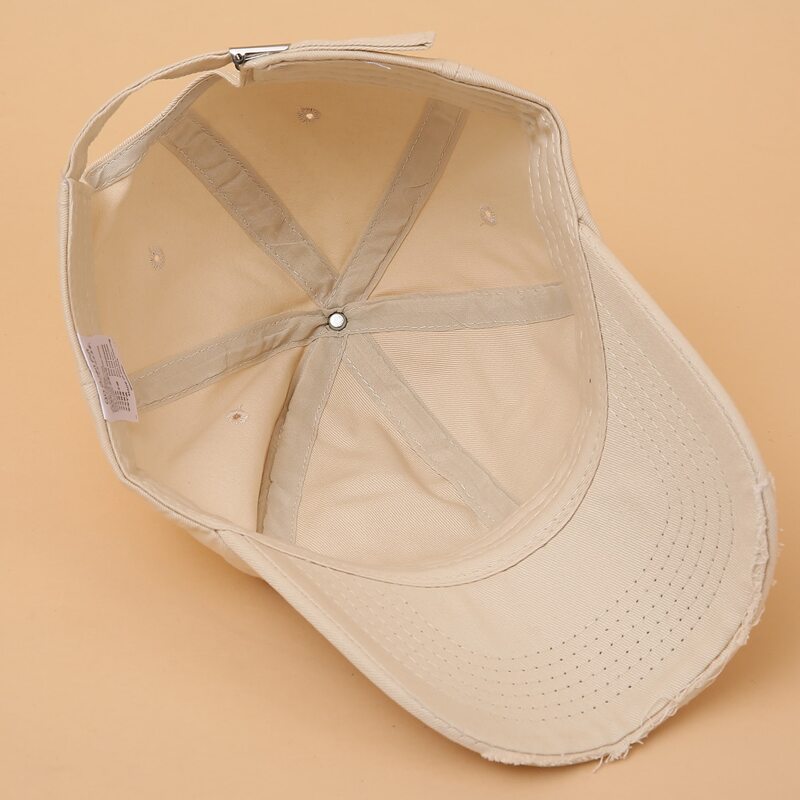

Letter Embroidery Destroyed Baseball Cap, Beige