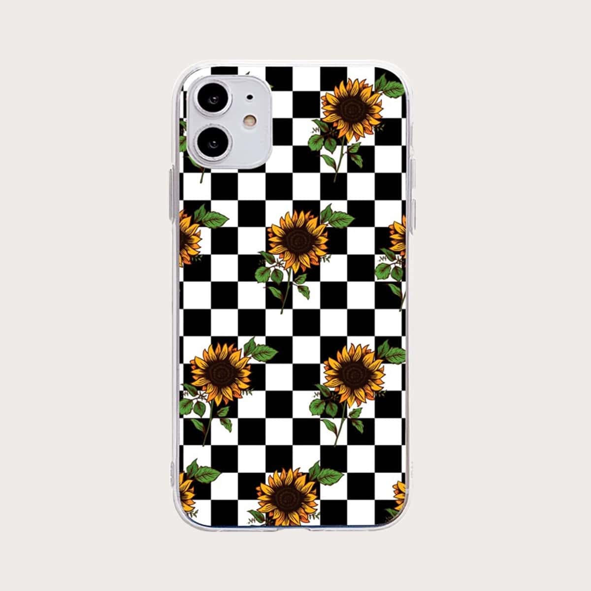 

Sunflower & Checker Print iPhone Case, Multicolor