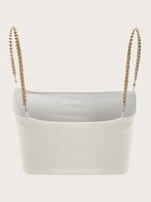 SHEIN ICON Chain Strap Crop Cami Top - White - View 2