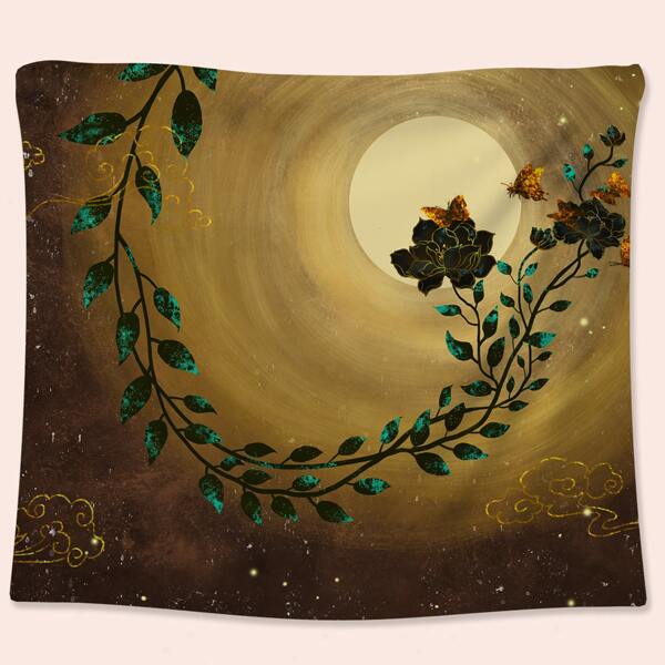 

Moon & Flower Print Tapestry, Multicolor