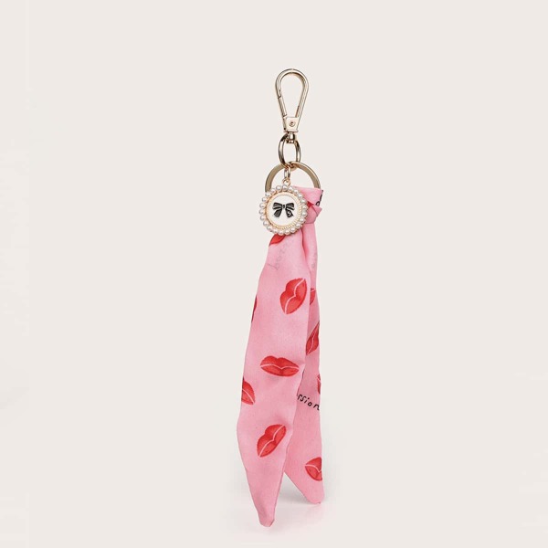 

Lip Graphic Twilly Scarf Bag Charm, Pink