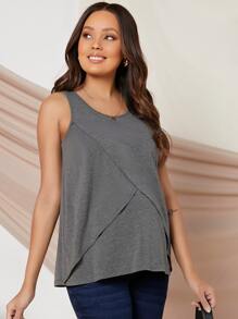 SHEIN Maternity Lift Up Nursing Tank Top - Grey - View 3