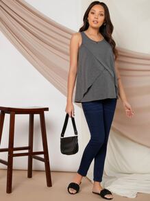 SHEIN Maternity Lift Up Nursing Tank Top - Grey - View 4