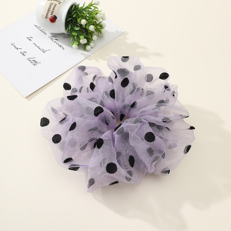 

Polka Dot Mesh Scrunchie, Purple