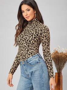 SHEIN Unity 豹紋高領T恤 - 彩色 - 查看 3