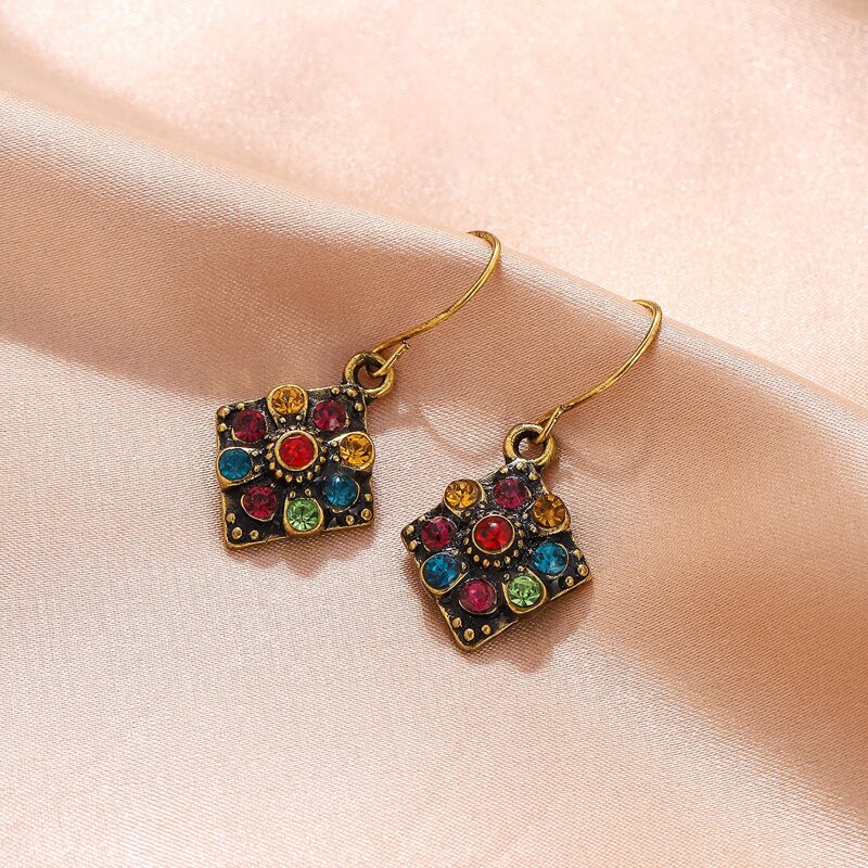 

Colorful Rhinestone Drop Earrings, Multicolor