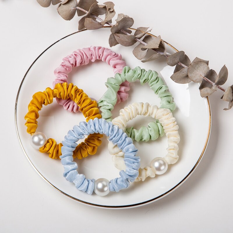 

5pcs Faux Peal Decor Hair Tie, Multicolor