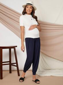 SHEIN Maternity Secret Fit Belly Pants - Navy Blue - View 4