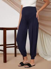 SHEIN Maternity Secret Fit Belly Pants - Navy Blue - View 5