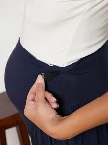 SHEIN Maternity Secret Fit Belly Pants - Navy Blue - View 6