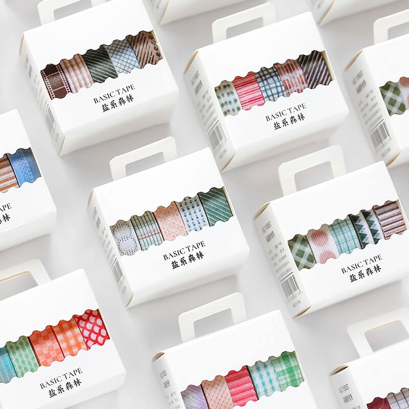 

5pcs Random Geometric Pattern Sticky Tape, Multicolor
