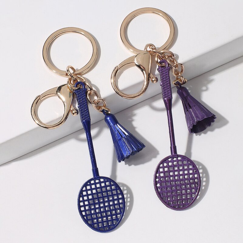 

2pcs Badminton Couple Keychain, Multicolor